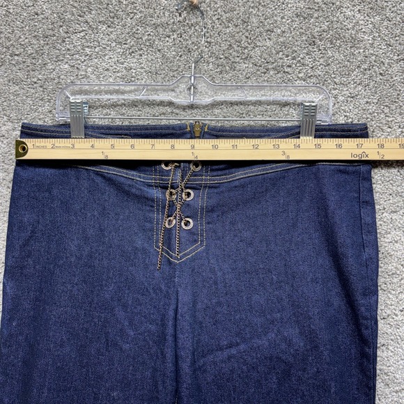 Vintage Y2K Baby Phat 13 34x32 Jeans Flare LaceUp Gold Chain ZipUp USA Made RARE - Picture 4 of 16